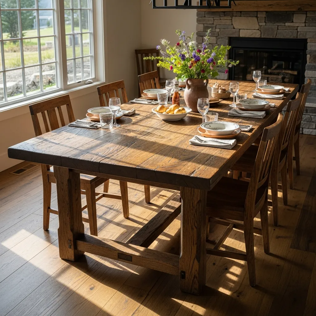 Massiivipuinen ruokapöytä